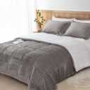 Seward Park Ultra Soft Sherpa Comforter Set Full Queen, Fall Winter All Season Down Alternative Bedding Sets Grey 3 Piece (1 Comforter and 2 Pillow Shams) (Charcoal)