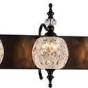Vintage Black 3 Lights Bathroom Vanity Light Fixtures, Modern Bedroom Lighting Painted Black Surface with Thick Crystal Glass Shade, Vintage Vanity Light for Bathroom Farmhouse Bedroom