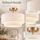 White Semi Flush Mount Ceiling Light, 16.5'' Drum Ceiling Light Fixture