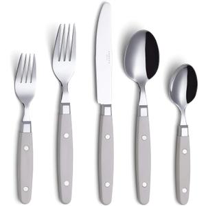 ANNOVA Silverware Set, Retro/Rivet Colorful Stainless Steel Tableware Kitchen Flatware Set Utensils, Includes Dinner Knives, Forks, Spoons, Salad Forks & Dessert Spoons (Cream, 20 Pieces)