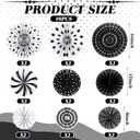 18 Pcs Black White Round Hanging Paper Fans Decor Back to School Paper Fans Round Garlands Bulletin Board Classroom Decorations for Party Supplies Classroom Decor