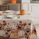 XCHI Fall Pumpkin Football Maple Leaves Tablecloth Rectangle Washable Table Covers for Home Party Decorations 60x84 Inch