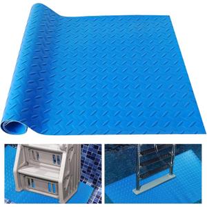 Large Swimming Pool Ladder Mat 36"x48" Protective Non-Slip Pool Step Pad with Texture Protective Ladder Pad for Above Ground Swimming Pools Liner and Stairs (Blue)