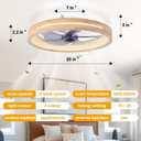 Modern Low Profile Ceiling Fans with Lights and Remote, 20" Wooden Flush Mount Reversible Bladeless Ceiling Fans with Light3000K-6000K Dimmable LED Timing and 6 Wind Speeds