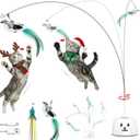 Interactive Cat Toys for Indoor Cats: Upgraded 360 Automatic Spin Flying Bird Feather Wand with Silicone Protected Rod Safe Play, Strong 8cm Suction Cup, USB-Rechargeable for Bored Kittens and Adult