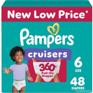 Pampers Diapers - Cruisers 360 - Size 6, 48 Count, Babyproof up to 100% Leakproof Pull-On Diaper