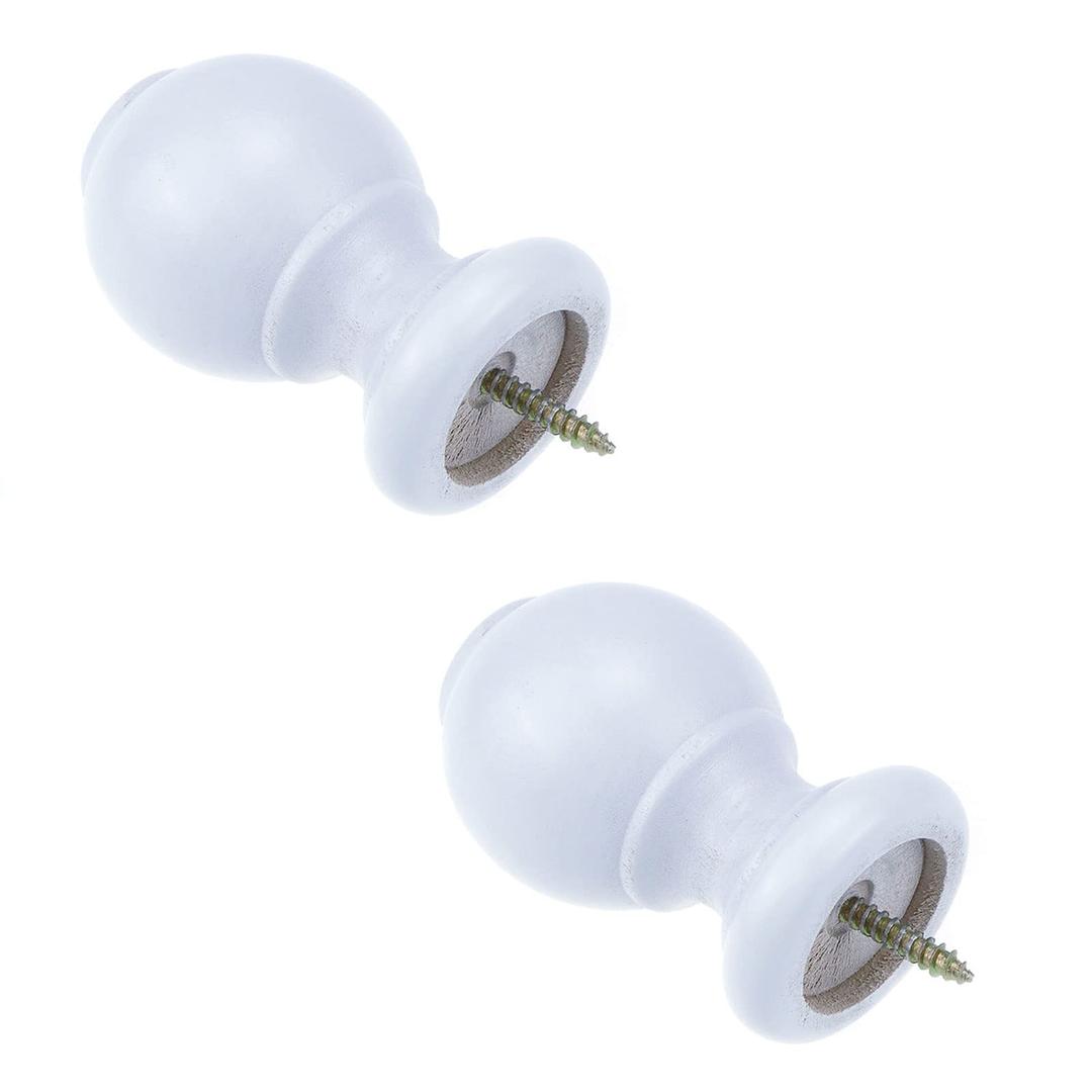 T Tulead 2PCS Curtain Rod Finial Screw on Curtain Rod End Caps White Drapery Rod Bracket Finals