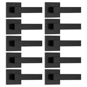 Estmoon 10 Pack Matte Black Dummy Door Handles, Non-Turning Decorative Door Handles for Closets French Double Doors, Single Sided Square Door Levers, Reversible Indoor Handle for Pantry Bifold Doors