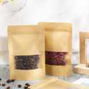 400 Pcs Paper Stand Up Resealable Bags with Window, 4x6 Inch Heat Sealable Zipper Sealing Food Storage Pouches for Packaging Business, Home, Coffee, Brown