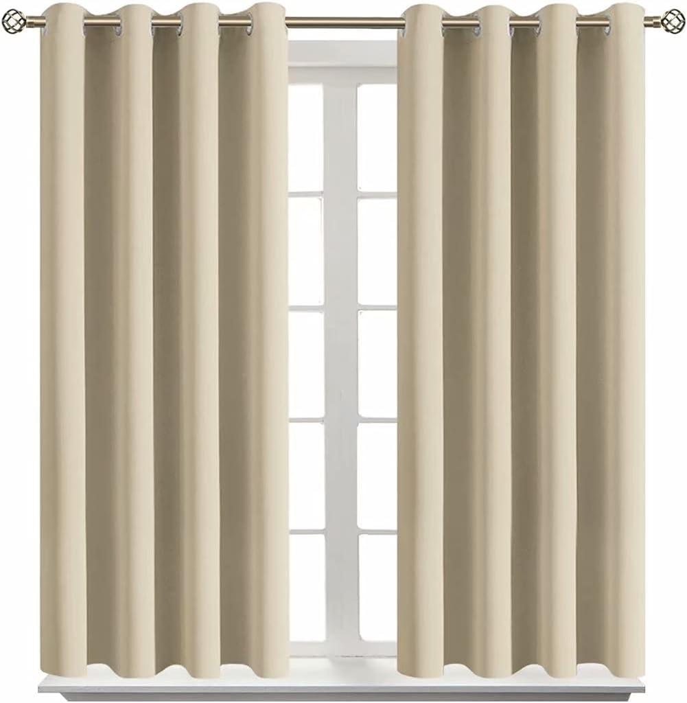 BGment Room Darkening Curtains 54 Inches Long - Grommet Thermal Insulated Drapes Window Treatment Curtains for Bedroom, 2 Panels, 52 x 54 Inch, Beige