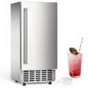 COWSAR Commercial Under Counter Nugget Ice Maker Machine, 68Lbs/Day Ice Maker with Double Ice Baskets, Bulit-in Freestanding Ice Machine, 24H Timer & Self-Cleaning, for Commercial & Home Use(Silver)