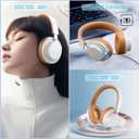 Over Ear Headphones Wireless Bluetooth, Noise Cancelling Headphones Bluetooth with Microphone, Cancelling Wireless Headphones Over Ear, 65h Playtime, Clear Calls, Comfort Fit For Travel (Grey Brown)