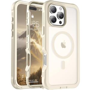 Magnetic for iPhone 16 Pro Max Case, [Compatible with MagSafe][Military Grade Drop Protection][Heavy Duty Protection][Non-Slip][Shockproof] 2-Layer Durable Bumper Phone Case 6.9''-Antique White