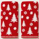 Peryiter 2 Pcs Christmas Hand Towels Red Christmas Tree Towels for Bathroom 100% Cotton Highly Absorbent Soft Decorative Kitchen Washcloths for Holiday Xmas Gift Bath Home Decor, 29 x 13 Inch