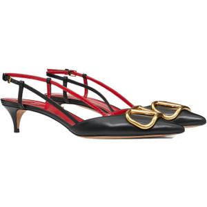 Slingback Kitten Heels for Women Patent Leather Pumps Pointed Toe Low Heeled Sandals Slip on Heels for Prom, Wedding, Party, Size 10