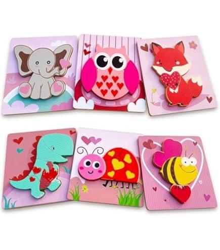 Valentines Day Gifts 6 PCS Wooden Puzzles