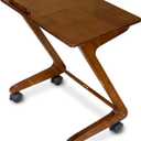 TV Tray Table with Casters, Solid Rubberwood End Tables, Sofa Side Table Couch Table Laptop Desk Removable Snack Tray for Coffee Bed Sofa Eating Writing Reading Living Room Bedroom, Dark Walnut
