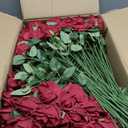 Lyrow 200 Pcs Artificial Roses Realistic Flowers Bulk Real Looking Fake Silk Rose Bouquets with Long Stem Flowers for Wedding Table Centerpieces Bridal Shower Party Home Garden Decor (Wine Red)