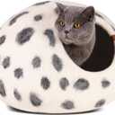 MEOWFIA Cat Cave  Premium Felt Cat Bed for Indoor Cats, Handmade Merino Wool (Snow Leopard, Large)