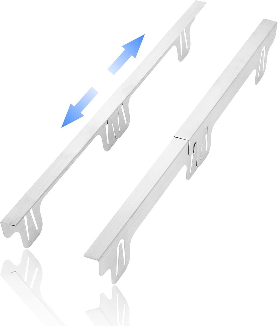 Stove Gap Covers, 2 Pack Stove Gap Filler Stainless Steel, Adjustable 13.8-27.5 In, Width 0.79", Heat Resistant & Easy to Clean, Gas Stove Side Gap Protector, Silver