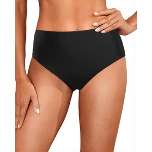 Tempt Me Women's High Waist Bikini Bottom - Full Coverage Bathing Suit Swim Bottom 2025 Swimsuit Swimwear, Extra Large, Black 