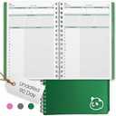 Panda Planner 2026 Undated Daily Planner 5.75" x 8.25" – 90-Day Spiral Productivity & ADHD Planner with Hourly Schedule, Habit Tracker, To-Do List & Monthly Calendar – Panda Journal for Home & Office (Green)