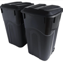 United Solutions 32 Gallon Wheeled Outdoor Garbage Can with Attached Snap Lock Lid and Heavy-Duty Handles, Black, Heavy-Duty Construction, Perfect Backyard, Deck, or Garage Trash Can, 2 Pack