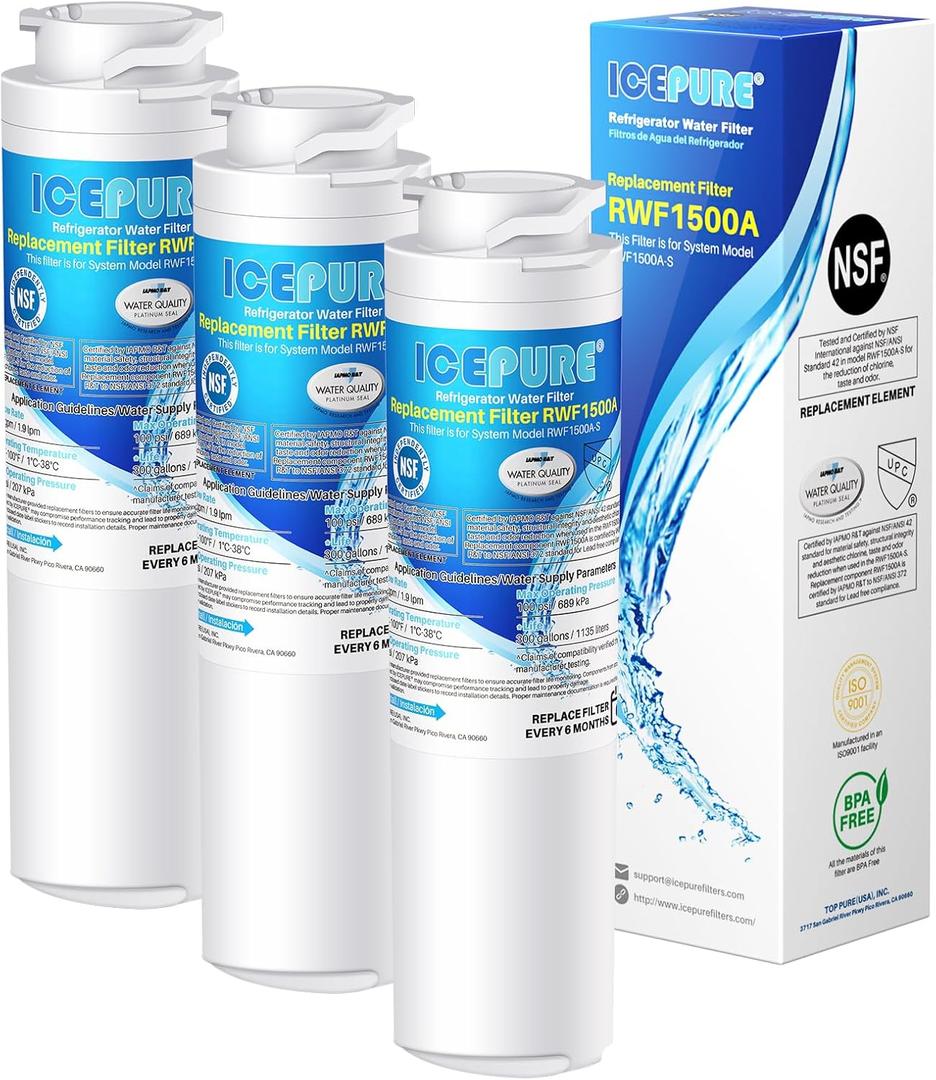 ICEPURE MSWF Refrigerator Water Filter Compatible with GE MSWF, SmartWater 101820A, 101821B, RWF1500A 3 PACK