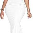 Cololura Sexy Floor-Length Off Shoulder Ruffles Stringy Selvedge Mermaid Bodycon Party Evening Maxi Dress (Large, White)