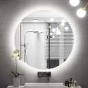 Keonjinn 24 Inch Round LED Mirror for Bathroom, Round Backlit Mirror, UL Listed LED Driver, HD Tempered Glass, 3 Color Lights, Dimmable, Anti-Fog, Small Circle Bathroom Mirrors with Lights