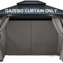 COWVIE 4-Panel 12' x 12' Gazebo Replacement Curtains, Patio Privacy Sidewalls with Double Zipper, Replacement for Outdoor Gazebo Canopy (Curtain Only) (Gray)