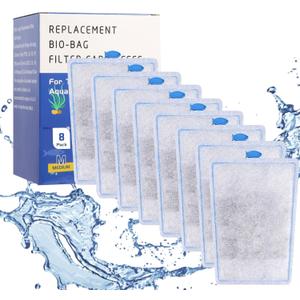8 Pack Assembled Medium Aquarium Filter Cartridge for Whisper Bio-Bag Power Filters, Medium Replacement Filter Cartridges for ReptoFilter