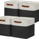 DULLEMELO Set Of 4 Cube Storage Bins, Fabric Storage Basket for Shelves Closet Nursery Toy Storage, 12 Inch Collapsible Fabric Bins for Toy Book Magazine Towel Organizers(4 Pack - 12" White&Black)