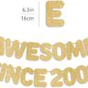 2 x Pre-Strung Awesome Since 2008 Gold Glitter Banner, Happy 18th Birthday Decorations for Girl, 18 Year Old Anniversary Party Decor for Boy