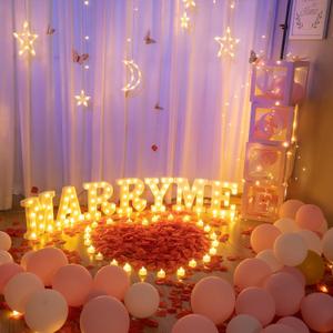 BDUSXYZ 6147pcs Marry Me LED Marquee Light Up Letters Sign Proposal Decorations with 24 LED Heart Shape Light Love Balloon Box for Wedding Valentine Anniversary Party Banquet Props