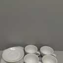 LE TAUCI 6 oz Cappuccino Cups with Saucers, Ceramic Coffee Cup for Au Lait, Double shot, Latte, Cafe Mocha, Tea - Set of 4, White
