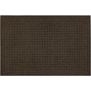 Mohawk Home Entryway Door Mat 60x33 Inch All Weather Doormat Outdoor Non Slip Recycled Rubber, Brown Squares
