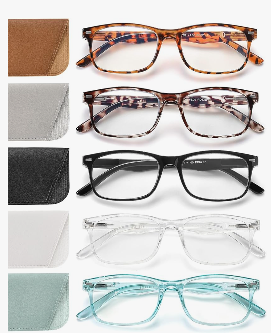 JOLISU 6 Pack Reading Glasses for Women - Readers for Women, Spring Hinges, Sturdy and Durable, Blue Light Protection (1.5)