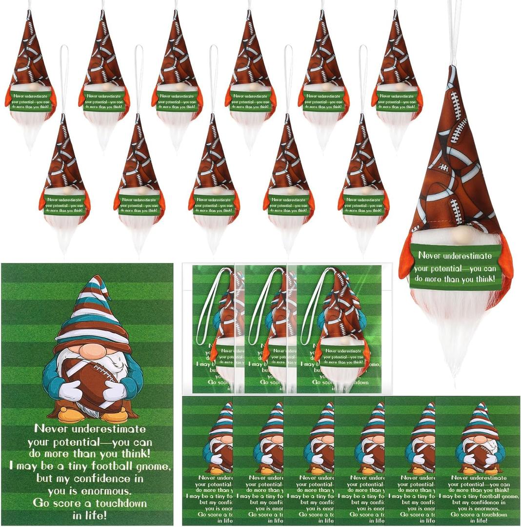 Roowest 30 Sets Pocket Hug Bulk Football Plush Doll Positive Gift Inspirational Gnomes Rugby Gnomes Pendant with Card Social Worker Month Bulk Gift for Women Men Coworker Group Football Team