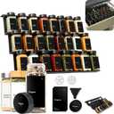 KIVY Spice Drawer Organizer with 24 Spice Jars & 240 Labels - Seasoning Rack for Organization - Kitchen Drawer Insert for Spice Jars - Glass Seasoning Jars with Airtight Lids - Glass Spice Jars Empty (Black)