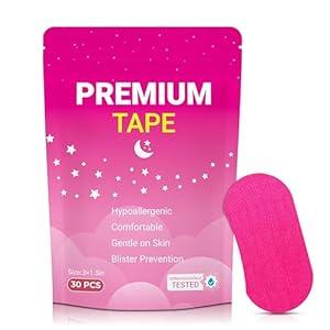 30 Pcs Pink Premium Strip Tapes Hypoallergenic Painless Removal Tape, Strong Adhesive Tape MultiFunctional Suitable for Sleeping, Books, Bowling, Heel