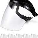 Tellegloww 6 Pcs Safety Face Shield for Grinding and Cutting, Clear Impact Resistant Visor, Full Face Shield Mask with Ratchet Headgear for Grinding, Isolation, Weed Whacking, Industrial Use (Black)