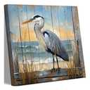 Vintage Canvas Print in the Shape of a Heron, Tropical Nature, Birds