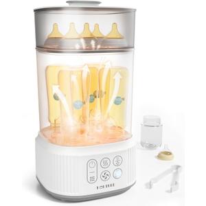 Baby Bottle Sterilizer | Esterilizador de Biberones, 6-in-1 HAUTURE Bottle Sterilizer and Dryer, Electric Steam Bottle Sanitizer for Baby Stuffs, Baby Bottles & Breast Pump Accessories (White)