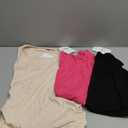 Riyiper 3 Pack Women's Maternity Tank Tops, Sleeveless Cotton Pregnancy Shirts Ribbed Knit Sides Ruched Basic Mama Clothes (Large, Black, Rose Red, Apricot)