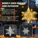 5.3FT Christmas Snowflake Lights w/ 60 LED, 8 Modes Strings Connectable Battery Powered Xmas Icicle Lights w/ 3 Big Snowflake Drops for Indoor Outdoor Xmas Decor, Party, Wedding, Warm White