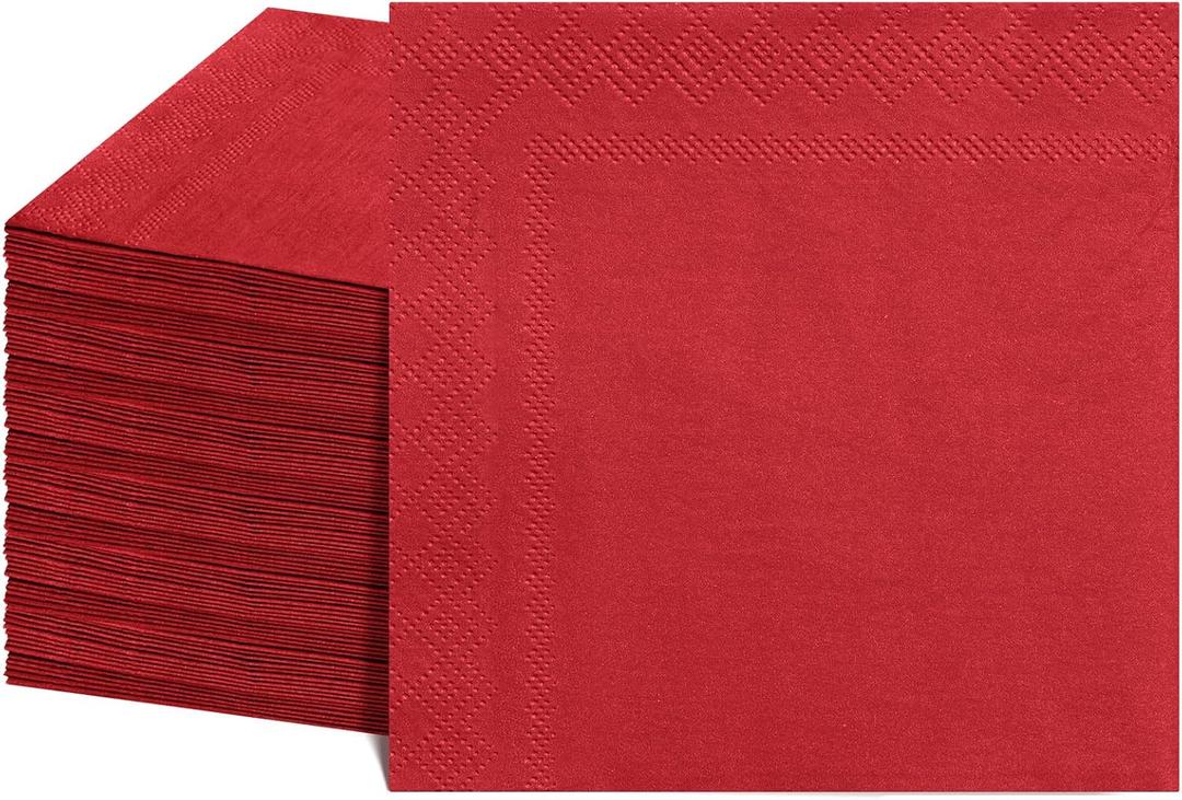 NatNarr 120 Pcs Cocktail Napkins Red Party Napkins Red Dessert Beverage Napkin Paper Napkin for Mothers Day, Birthday, Wedding, 5 x 5 Inch