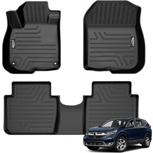 GORWARE Floor Mats for CRV, 3D Floor Liner Compatible with CR-V 2022 2021 2020 2019 2018 2017, Front and Rear Row Floor Liners for CRV 2017-2022 with All Weather Performance, 3 Pcs Car Floor Mat