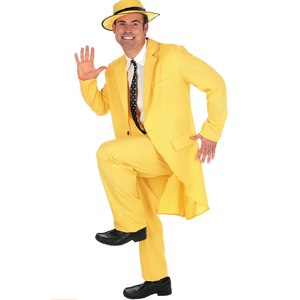 fun shack Adult Yellow Man Costume, Mens Zoot Suit, 90s Movie Character Costume For Men, Halloween Costume L 