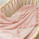 Konssy Flounce Muslin Baby Blankets, Cotton Crib Blanket for Baby Infant Toddler, Super Soft and Lightweight Nursery Blankets 40"x36" (Pink)